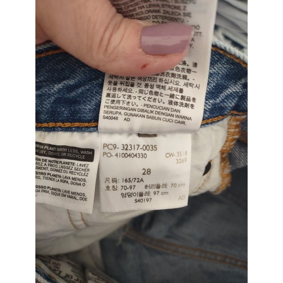 Levis Shorts Premium Denim 28 Blue Jean Cutoffs Fray High Rise - Picture 7 of 9